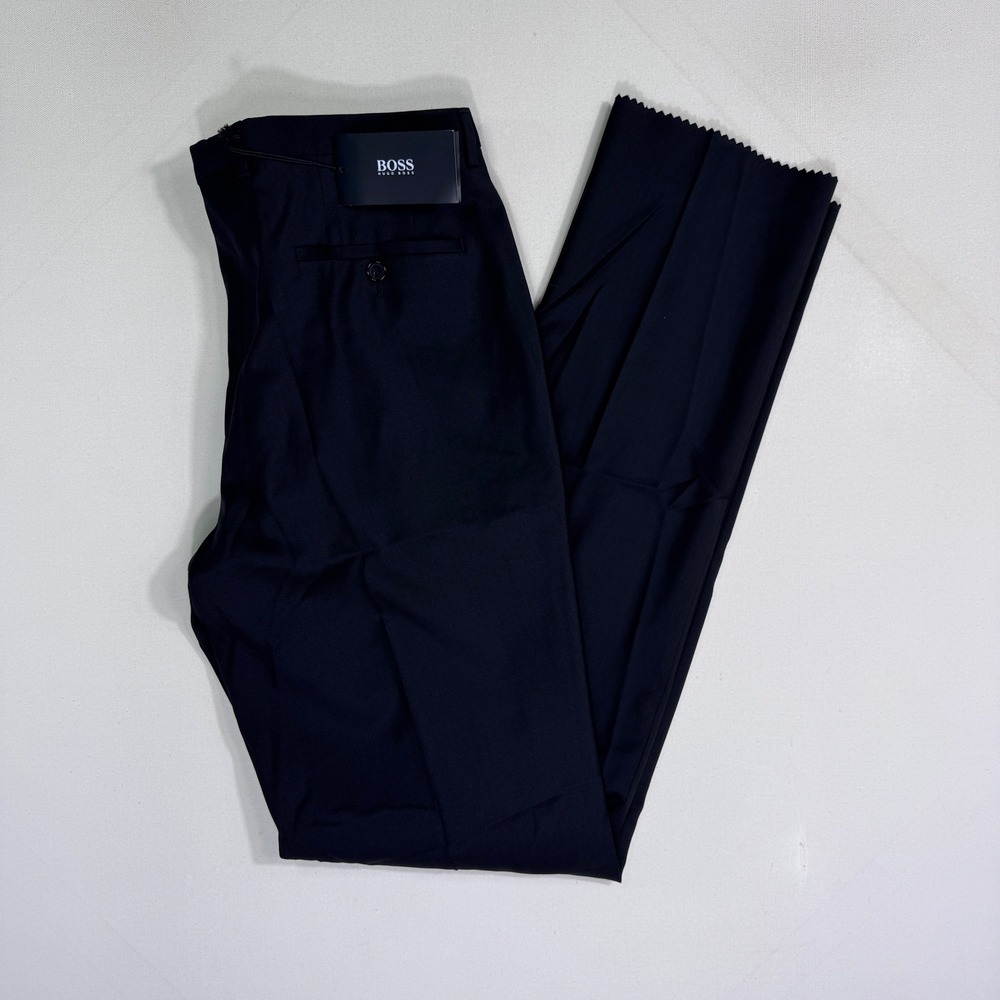 Hugo Boss Sharp1 Men 36R Black Virgin Wool Dress Pants Unhemmed NWT Professional